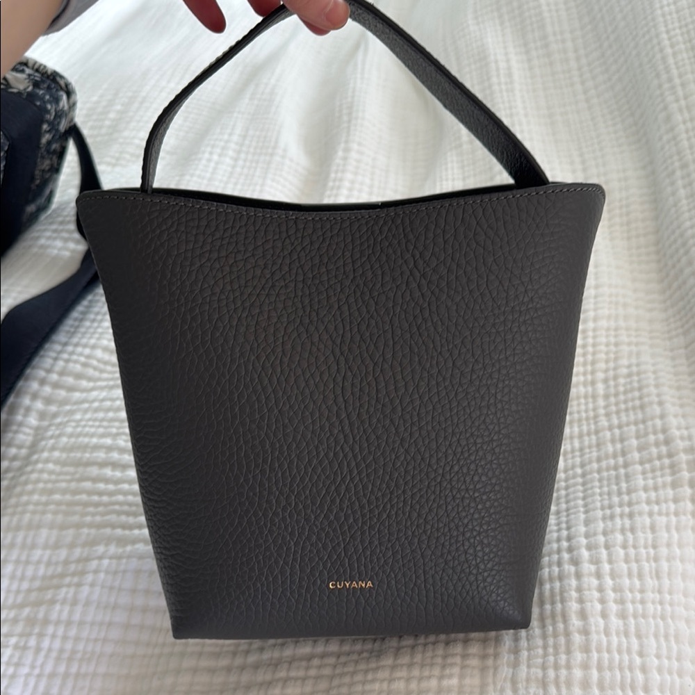 Cuyana mini linea bucket bag charcoal